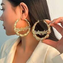 2 زوج من أقراط الهيب هوب بتصميم عقدة الخيزران الدائرية وشكل القلب