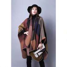 Women's Warm Shawl Wrap Cape Winter Cardigan Sweaters Open Front Poncho - A1-khaki - View 4