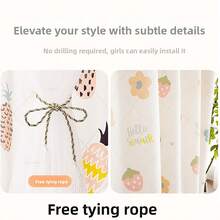 1pc No Drill Hook And Loop Window Curtain, White Blackout Curtain For Bedroom, Rental House, Temporary Use, Easy Installation, Comes With Tie Rope - Multicolor - View 10