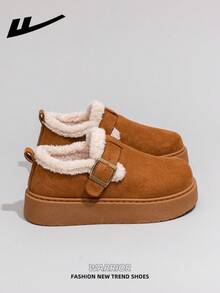 WARRIOR 1 双女式保暖内衬厚雪地靴，2025 秋冬新品，一脚蹬设计，厚底，时尚短筒靴，户外冬季鞋，保暖