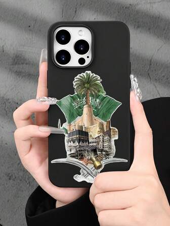 1pc Classic Retro Retro Pattern Arabic Headscarf, Minimalist Aesthetic Retro Style, Suitable As Birthday, Holiday Gift For Friends, Family, Couples, Matte Black Soft Shell Case Compatible With IPhone 16/15/14/13/12/11/Pro/ProMax/X/XR/XS/XSMAX/7/8/PLUS