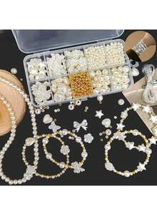 Pearl Beads Kit, Multiple Sizes Round Imitation Pearls Beads Kit For Jewelry Making, DIY Bracelet Earrings Necklaces Crafts, Friendship Birthday Gifts