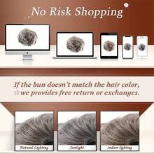 Natural Soft Messy Bun Hair Extensions X-Large Scrunchie Updo Cover Hair Elastic Band Wrap On Ponytail Hair Extensions Synthetic Straight Tousled Chignon Bleach Blonde Highlight Ombre Color Hairpiece Pony Tail Hair Piece For Women Halloween Party Daily Wedding - 彩色 - 查看 11