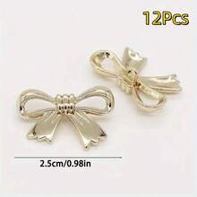 6/12pcs Gold Bow Shaped Metal Buttons, 0.98 Inch/2.5cm, 0.79 Inch/2cm, 0.59 Inch/1.5cm, Handmade Sewing Accessories For Women Knitwear, Shirts, Dresses And Coats - Multicolor - View 13