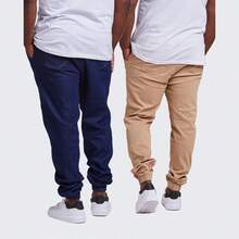 Kit 2 Men's Plus Size Jogger Pants With Cuffs - Màu xanh hải quân - Xem 2