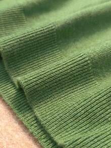 Women's Solid Color V-Neck Short Sleeve Knit T-Shirt, Lightweight, Loose Fit, Slimming, Fashionable, Minimalist, High-End