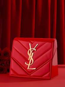 Yves Saint Laurent 1pc Red Faux Leather Makeup Bag, Can Be DIY-Ed Into Elegant Evening Handbag, Wedding Purse, Crossbody Bag, Suitable For Daily Use, Commuting, Wedding, Christmas And Other Occasions, Also An Ideal Fashion Item And Gift - Bright Red (no Other Accessories) - View 5