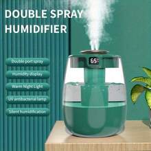 Air Humidifier 1.3L Double Spray Port Aroma Air Aroma Humidifier Essential Oil Diffuser For Home Office Mute With Night Light - Green - View 4
