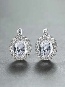 1 Pair Gorgeous Cubic Zirconia Hoop Earrings For Women For Wedding Engagement Anniversary Party Jewelry Valentine's Day Gift