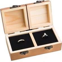 Wood Ring Box Wedding Ceremony Rustic Vintage Ring Bearer Box, Unique Engagement Ring Holder Boxes Marriage, Mr & Mrs Decorative Boho Jewelry Favor - 他和她 - 查看 2
