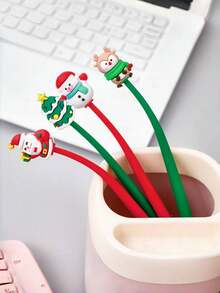 53 estilos de bolígrafos de balanceo de la serie navideña linda, bolígrafo de gel de silicona suave de 0.5 mm, con forma de muñeco de nieve, Papá Noel y árboles de Navidad, tinta negra, bolígrafos de gel navideños para regalos, suministros de papelería navideña, recuerdos de fiesta escolar, adecuados para que las familias escriban tarjetas de felicitación juntas.