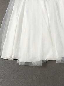 Vestido de tul sin mangas de cuello cuadrado para mujer, vestido de noche elegante, accesorios para el regreso a la escuela