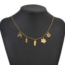1 pieza Mapa de Puerto Rico, Máscara floral, Collar con símbolo tradicional de rana PR y flor de hibisco, Joyería de acero inoxidable para mujeres - Multicolor - Ver 3