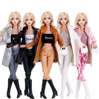 1 套娃娃时尚衬衫 + 上衣 + 裤子鞋子派对现代连衣裙适合 11.8 英寸娃娃衣服适合 1/6 娃娃配饰儿童玩具礼物（不包括娃娃）