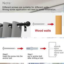 适用于 54-156 英寸窗户的窗帘杆,5/8 英寸装饰浴帘杆套装,哑光黑色拼接单窗帘杆带支架,适用于浴室、卧室、客厅、户外露台、厨房,小型窗帘杆浴室配件浴室工具 - 黑色 - 查看 12
