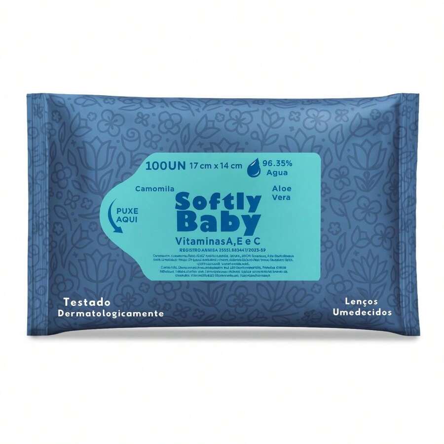 BABY SOFTLY WET WIPES 100 UNITS VITAMINS A, E AND CALORIE, ALOE VERA, CHAMOMILEBABY SOFTLY WET WIPES 100 UNITS VITAMINS A, E AND CALORIE, CHAMOMILE - trắng - Xem 1