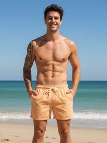 Short Mauricinho Linho Masculino Bermuda Curta Verão Praiano - Caqui - Visão 2