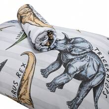 2-Piece Children's Sheet Set With Elastic And Pillowcases With Fun Prints - 霸王龍 - 查看 2