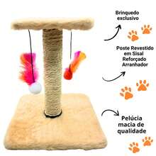 Scratching Post With Double Sisal Cat Toy - 米色 - 查看 5