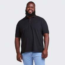 Men's Plus Size Cotton Polo Shirt - Black - View 1