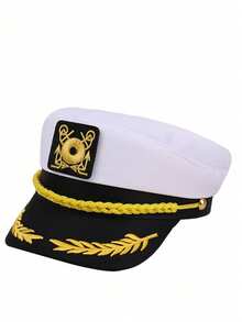 1pc Men's Captain Hat, Uniform Prop Captain Cap, Suitable For Party Accessories - Multicolor - View 6