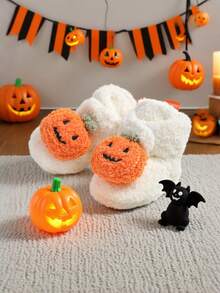 Infant Halloween Pumpkin Newborn Infant Infant Girls Boys Warm Fleece Winter Booties First Walkers Slippers Shoes