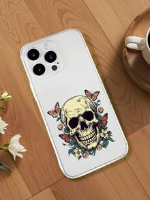 1PC Funda de teléfono con diseño de calavera y mariposas, estilo minimalista, protector contra caídas, carcasa transparente de alta transparencia, compatible con iPhone16/15/14/13/12/11/Pro/ProMax, compatible con Galaxy A34/A35/A54/A55,Galaxy S20/S21/S22/S23/S24 Ultra/Plus, compatible con Moto/Galaxy/Redmi/Honor/OPPO, agarre cómodo, regalo festivo para amigos, novia, novio, familia - transparente - Ver 5