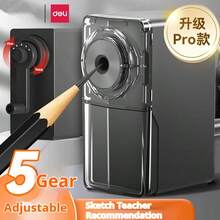 5-Gear Adjustable Manual Pencil Sharpener, Desk Pencil Sharpener With Container, Suitable For Children, Adults, Artists, Schools, Home Office Supplies, Black VB95 Art Sketch Pencil Sharpener With 5 Thickness Settings