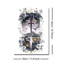 1 件带框/无框第四翼奇幻书卷海报植物龙剑墙艺术帆布印刷简约阅读角落装饰复古绘画适合爱书人、公寓、客厅、卧室、现代家居装饰 - 彩色 - 查看 8