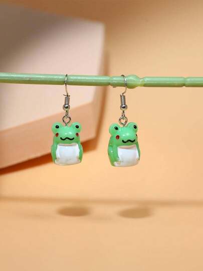 Lustige Frosch Hänge-Ohrringe - Süße handgefertigte Acryl-Harz Erklärung perfekt für Sommer, Strandurlaub & lässige Kleidung