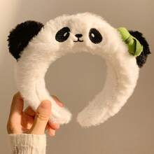 1Pcs Washing Face Panda Headband - Cute Plush Ears With Green Bow, Kawaii Zoo Trip Hair Accessory For Girls, Y2K Amusement Park Photo Prop - FG162-熊貓髮箍 - 查看 6