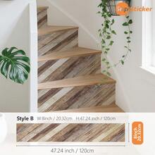 1pc Simple Wood Grain Style Home Decor Stair Sticker, Thick PVC Self-Adhesive Waterproof Peel And Stick, Suitable For Staircase Steps, Furniture Surface, Balcony Floor, Bathroom Floor And Other Scenarios, For Home Decor And Space Renovation