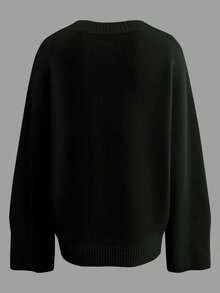 Große Größen Boho Urlaubs Party Vintage Stil locker geschnittener V-Ausschnitt Einreiher gerippter Strick Cardigan