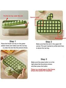 Bandeja para cubitos de hielo con tapa y compartimento de almacenamiento, apta para el congelador (morado) - Morado - Ver 3