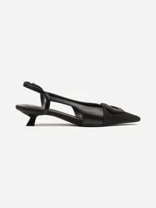 Elegant Slingback Heels For Women - Summer Casual Work/Office - الأسود - مشاهدة 3