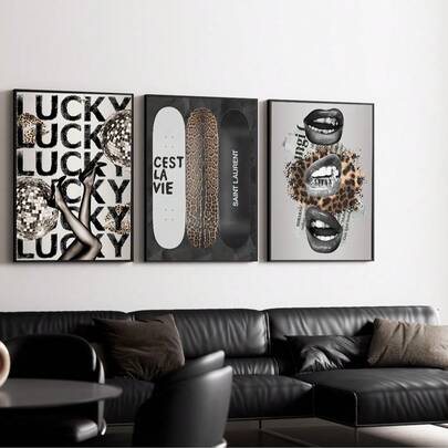 1/3pcs Frameless Colorful Leopard Print Poster, Retro Animal Pattern Wall Art, Vintage Aesthetic Decor For Bedroom, Dorm, Living Room, Modern Home Decoration