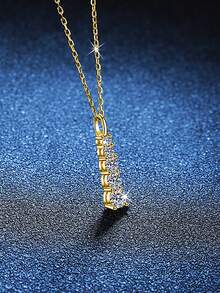 1pc Minimalist 925 Sterling Silver Moissanite Diamond Necklace, Suitable For Women's Daily Wear, Party, Commute, Valentine's Day, Christmas, Mother's Day Jewelry Gift