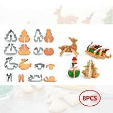 Stainless Steel Christmas Cookie Cutters, 3D Stereoscopic DIY Christmas Tree, Snowman, Sled, Reindeer, Home Party Baking Tools - Multifunctional Kitchen Tools For Holiday Baking, Pastry Decoration And Celebration - Christmas