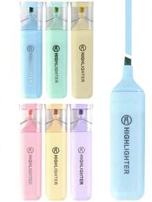 6 Stücke weiche, mehrfarbige, augenfreundliche Textmarker, pastellfarbene Macaron Leuchtstifte für Notizen, Schule und Schulanfang