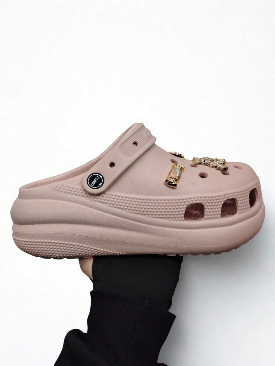 Women's High Platform Slippers With Pendants, Lightweight, 100% EVA, Non-Slip Sole - 淺粉色 - 查看 1
