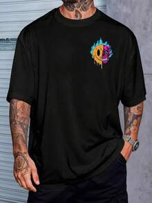 Camiseta Oversized Smile Algodão Masculina Hip Hop Grafite - Preto - Visão 5