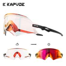 KAPVOE Photochromic Frameless Integrated Cycling Glasses Night Riding Glasses Men Bike Racing Sports Equipment Women Outdoor Running MTB Bicycle Cycling Mask Golf Baseball Camping Fishing Travel Accessories - 彩色 - 查看 11