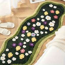 1 Peça Tapete de Banheiro de Musgo Floral 3D, Tapete Felpudo Absorvente, Tapete Antiderrapante para Sala de Estar, Quarto, Varanda, Lavável em Máquina, Retangular, 1600 GSM, 2,5 cm de Espessura, Poliéster, Revestimento Não Tecido, Decoração Felpuda e Fofa de Inverno