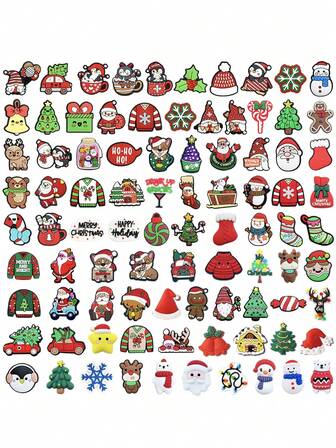 25-45-65-85 PCS Christmas Mixed Collection Series, Christmas-Themed Shoe Decorations Featuring Elements Such As Santa Claus, Christmas Trees, And Snowflakes. Soft PVC Christmas Series Shoe Decorations - Holiday Shoe Decoration Accessories, Cute Santa Claus And Reindeer Shoe Decorations, Holiday-Themed Garden Shoe Decorations, Suitable For DIY Party Gifts For All Ages