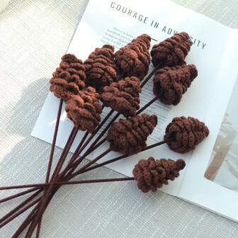 1/3/6/10件松果花束DIY手工钩针编织，适用于餐厅、客厅、卧室、派对等场合的家居装饰。感恩节、新年、圣诞节、情人节礼物