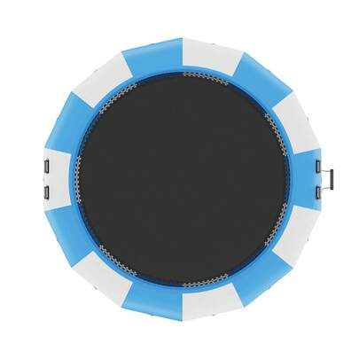 Trampolín acuático inflable de 15 pies para uso recreativo, plataforma de natación portátil con escalera de 3 escalones y bomba de aire eléctrica, trampolín flotante para niños y adultos para piscina, lago y deportes acuáticos