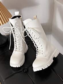 2025 New Fashion Versatile Knee-High Flat Riding Boots For Girls - White - View 6
