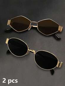 1/2/4 Pcs Of Women's Metal Frame Oval/Polygonal Fashion Glasses, Suitable For Daily Use And Outdoor Activities