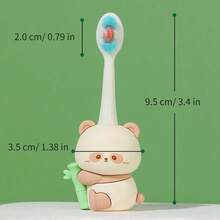 Cepillo de dientes suave para niños, diseño adorable de animales de dibujos animados, mango de goma suave, protege la salud oral, limpieza suave, diseño ergonómico, adecuado para uso diario en el hogar de niños, adorable cepillo de dientes para bebés
