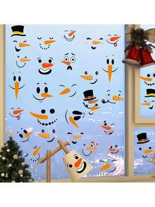 15/6 pièces Ensemble d'autocollants décoratifs avec expressions de bonhomme de neige pour Noël, décalcomanies statiques pour fenêtres, autocollants de fenêtre de Noël mignons et amusants avec expressions de bonhomme de neige, autocollants de décoration de maison pour Noël, convient pour la décoration de la maison, la décoration de fenêtre de Noël, les décalcomanies de vitrine, les autocollants de fenêtre DIY pour les décorations de Noël, la décoration de la pièce, la décoration murale, les autocollants muraux, les décorations de Noël pour la maison